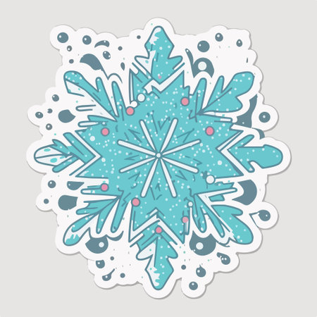 snowflake sticker. vector illustration. Snowflake on a gray background.のイラスト素材