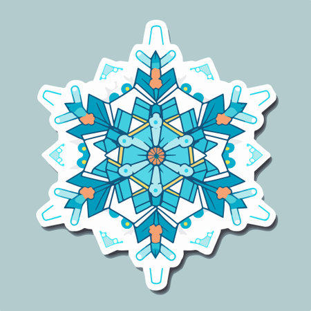 Snowflake vector illustration. Colorful snowflake isolated on blue backgroundのイラスト素材