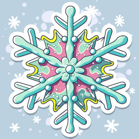 snowflake sticker. Vector illustration of a snowflake in cartoon style.のイラスト素材