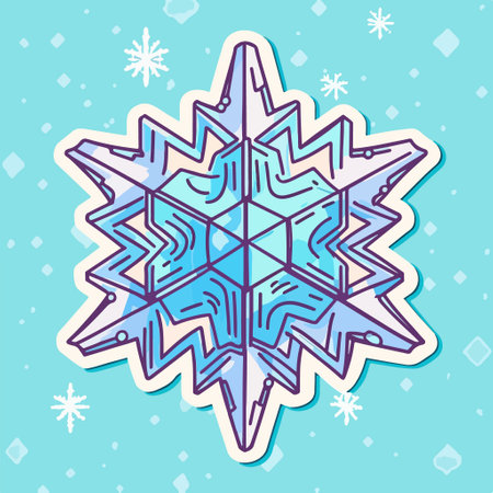 snowflake icon. Vector illustration in flat style. Isolated on blue background.のイラスト素材