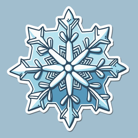 Snowflake sticker isolated on blue background. vector illustration. Eps 10.のイラスト素材