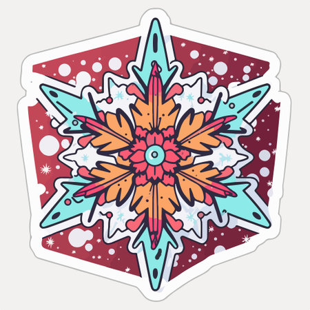 snowflake sticker. hand drawn illustration. Islam, Arabic, Indian, ottoman motifs.のイラスト素材