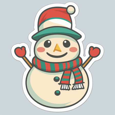 snowman sticker. vector illustration. Cute cartoon snowman.のイラスト素材