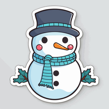 Snowman sticker isolated on gray background. vector illustration for your designのイラスト素材