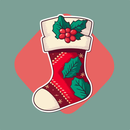 Christmas juice with holly leaves and berries. Vector illustration in cartoon style.のイラスト素材