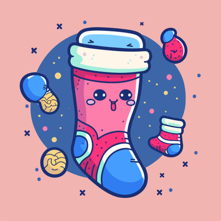 cute christmas juice. Vector illustration in flat cartoon style.のイラスト素材