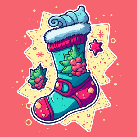Cartoon christmas juice with berries and star. vector illustration.のイラスト素材