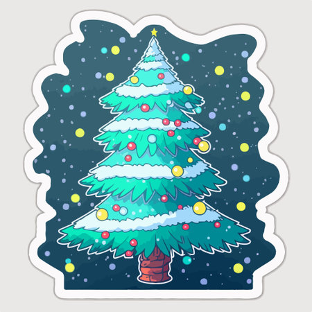 Christmas greeting card with Christmas tree. Vector illustration in cartoon style.のイラスト素材