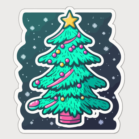 Christmas greeting card with Christmas tree and snowflakes. vector illustration.のイラスト素材