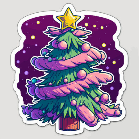 Illustration of a Christmas tree with a star in the center.のイラスト素材