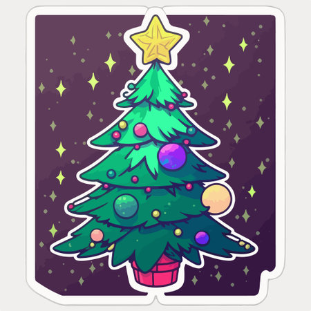 Christmas card with Christmas tree and baubles. vector illustration.のイラスト素材