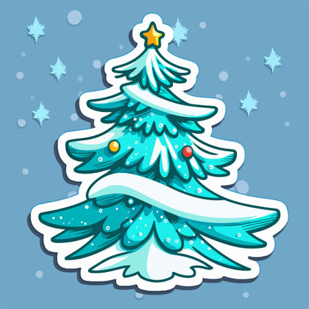 Christmas greeting card with christmas tree and snowflakes. vector illustration.のイラスト素材