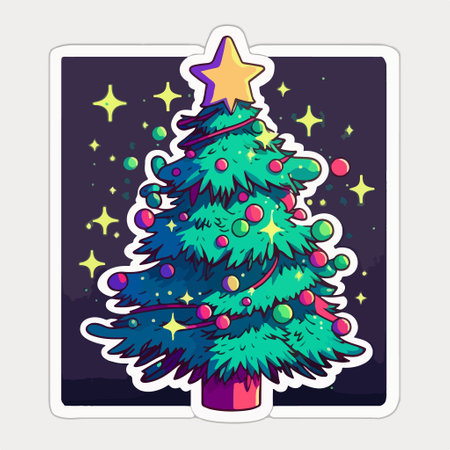 Christmas greeting card with christmas tree and star. vector illustration.のイラスト素材