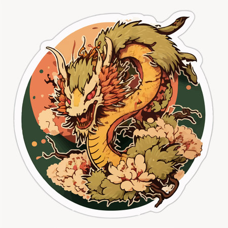 Dragon vector illustration. Hand drawn dragon with flowers. tattoo designs.のイラスト素材