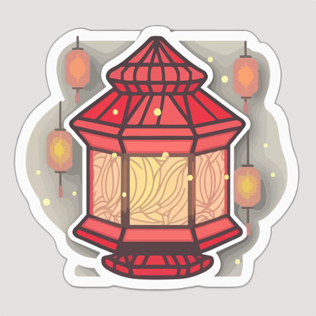 Lantern icon. Vector illustration of a Chinese lantern with a pattern.のイラスト素材