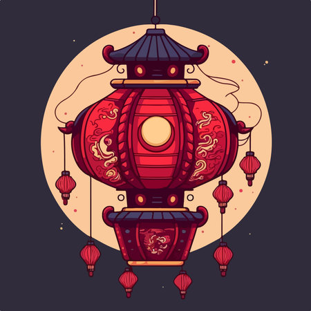 Chinese lanterns. Vector illustration of chinese lanterns. Chinese lanterns.のイラスト素材