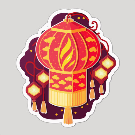 Chinese lantern sticker. Vector illustration of a Chinese lantern for Chinese New Year.のイラスト素材
