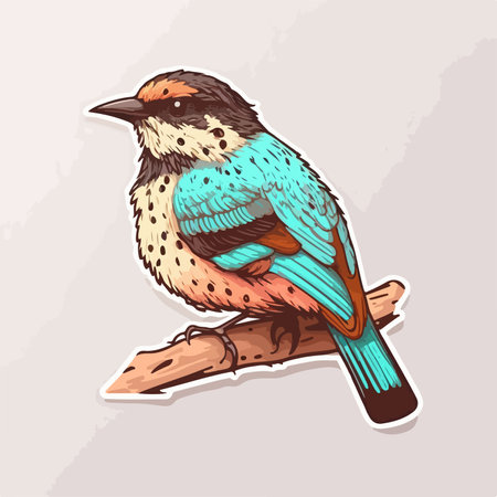 Cute bird on a branch. Vector illustration in cartoon style.のイラスト素材