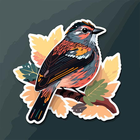 Bullfinch on the branch with autumn leaves. vector illustration.のイラスト素材