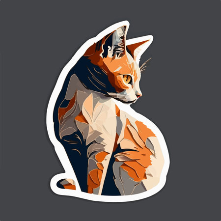 Vector illustration of a cat on a gray background. Sticker with a cat.のイラスト素材