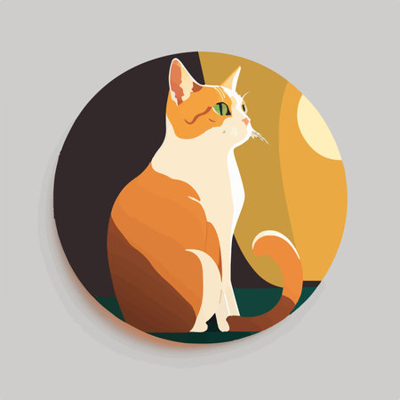 cat portrait. Vector illustration in flat style. isolated on white background.のイラスト素材