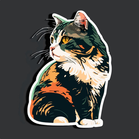 Vector image of a cat on a dark background. vector illustration.のイラスト素材