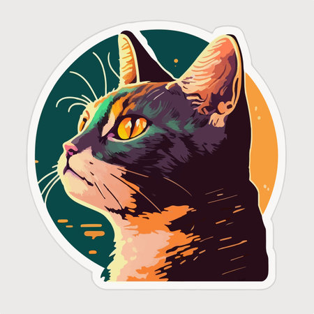 cute cat portrait. Colorful vector illustration in cartoon style.のイラスト素材