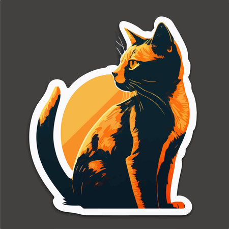 Cat logo design template. Vector illustration of a cat with orange spots.のイラスト素材