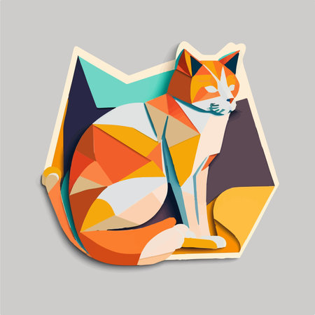 Vector illustration of a cat in the form of a polygon.のイラスト素材