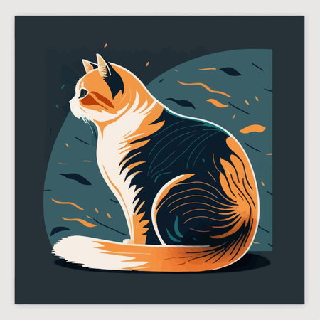 Vector illustration of a cat on a dark background. vector illustration.のイラスト素材