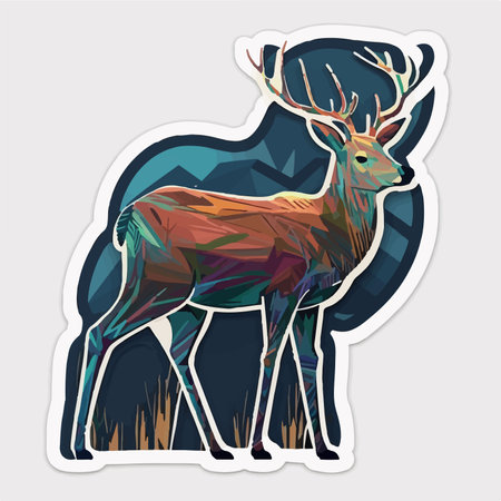 Deer sticker. Vector illustration of a wild animal with antlers.のイラスト素材