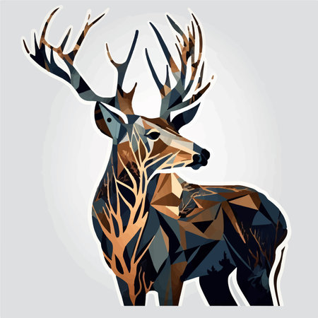 Deer with antlers in polygonal style. vector illustration.のイラスト素材