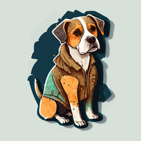 Portrait of a dog in a warm jacket. vector illustration.のイラスト素材
