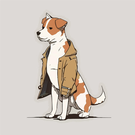 Jack russell terrier in a jacket. vector illustration.のイラスト素材