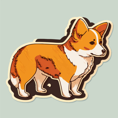 Welsh corgi dog in a sticker style. vector illustration.のイラスト素材