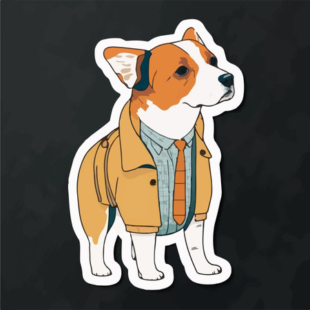 Vector illustration of a cute dog in a jacket and bow tie.のイラスト素材