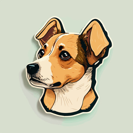 Jack russell terrier dog head sticker, vector illustration.のイラスト素材