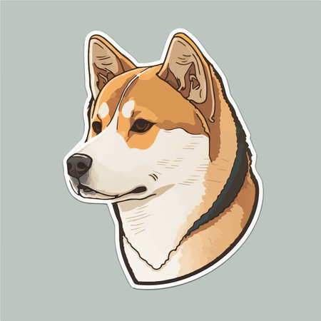 Portrait of a dog breed Akita inu. vector illustration.のイラスト素材