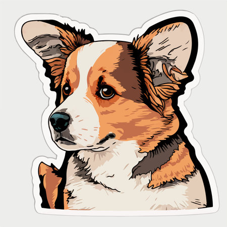 Portrait of a corgi dog on a white background. vector illustration.のイラスト素材