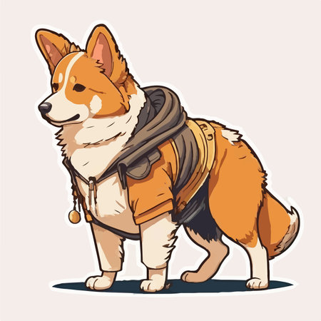 Vector illustration of a cute corgi dog in a warm jacket.のイラスト素材