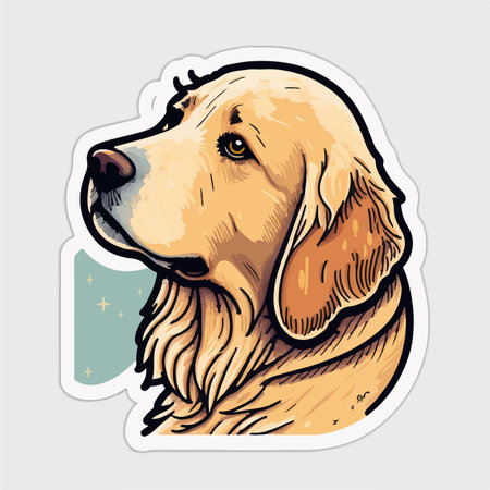 Cute golden retriever dog portrait. Vector hand drawn illustration.のイラスト素材