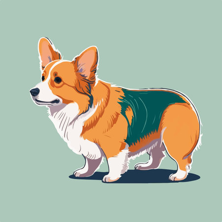 Welsh corgi cardigan stands on its hind legs. vector illustration.のイラスト素材