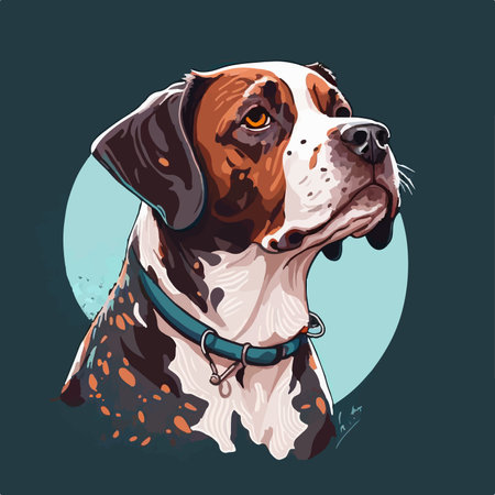 portrait of a dog. Vector illustration on a dark background.のイラスト素材