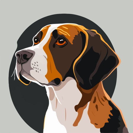 Portrait of a hound dog on a gray background. vector illustrationのイラスト素材