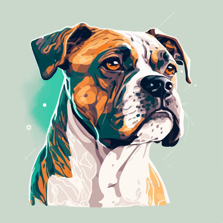 Boxer dog portrait. Hand drawn vector illustration of boxer dog.のイラスト素材