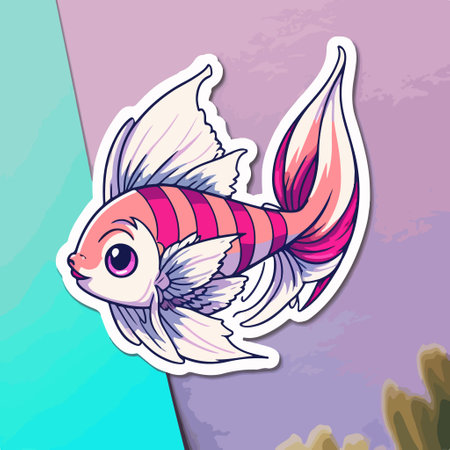 Vector illustration of a goldfish on a colorful background. cartoon style.のイラスト素材