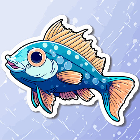 Illustration of a Blue Fish on a Blue Background with Gradient Meshのイラスト素材