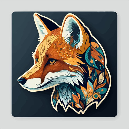 fox head. Vector illustration of a wild animal in the style of a tattoo.のイラスト素材