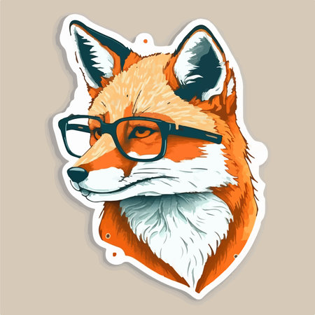 Portrait of a red fox with glasses. Vector illustration in cartoon style.のイラスト素材