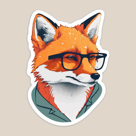 Cute fox in glasses. Vector illustration of a wild animal.のイラスト素材